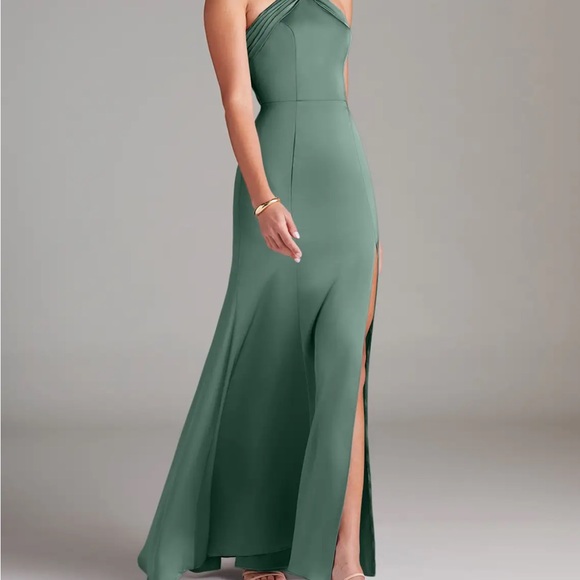 Azazie Strapless Green Dress - Picture 3 of 11